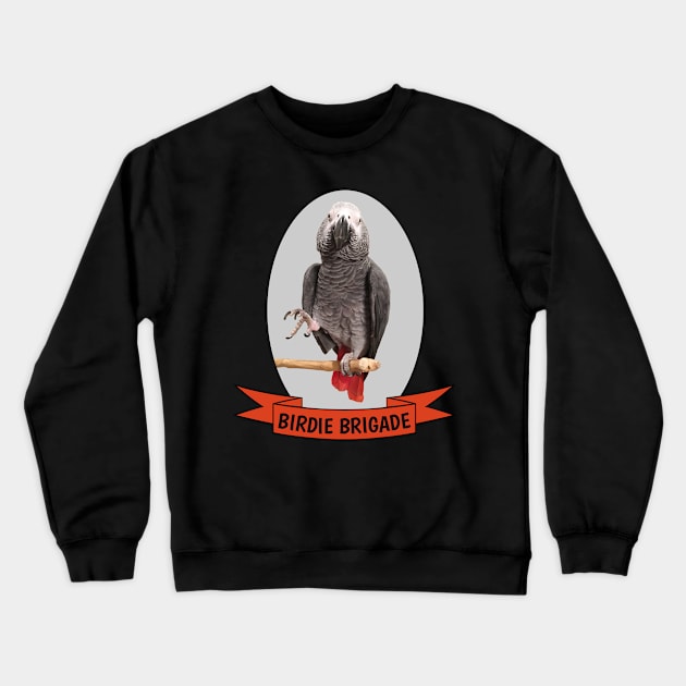 Birdie Brigade African Grey Parrot Crewneck Sweatshirt by Einstein Parrot